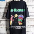 Short-sleeve Cartoon Print Lettering T-shirt
