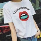 Lips Print Short-sleeve T-shirt
