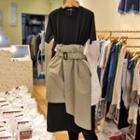 Set: Plain Short Sleeve T-shirt Dress + A-line Skirt