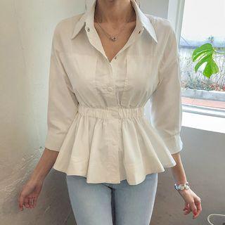 Snap-button Peplum Shirt
