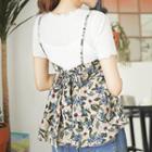 Set: Short-sleeve T-shirt + Floral-patterned Sleeveless Top