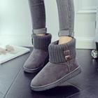 Knit Panel Snow Ankle Boots