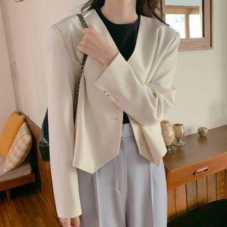 Cropped Button Blazer