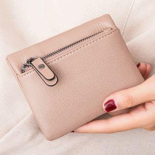 Zip Faux Leather Short Wallet