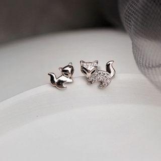 925 Sterling Silver Fox Earring