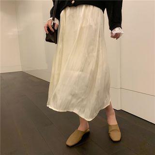 Lace Trim Cardigan / Midi A-line Skirt
