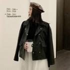 Faux Leather Double-breasted Jacket