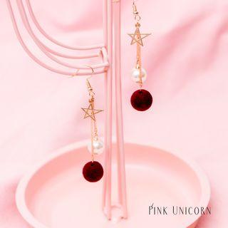 Bobble Faux Pearl Star Drop Earring