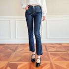 Mid-rise Band-waist Boot-cut Jeans