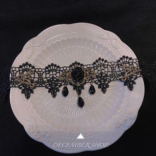 Gothic Lace Choker Black - One Size