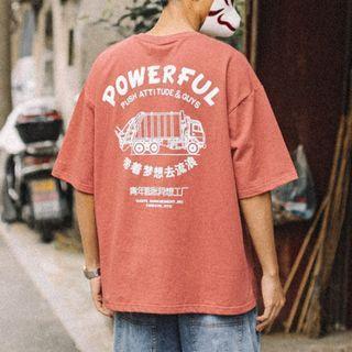 Lettering Car Print T-shirt