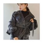 Open-front Faux-fur Jacket With Sash
