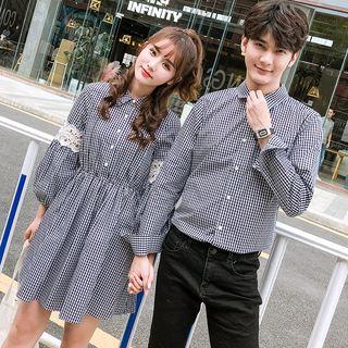 Couple Matching Check Shirt / Long-sleeve Shirt Dress