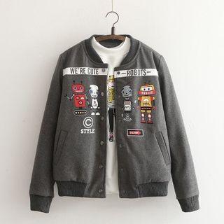 Robot Print Baseball Jacket