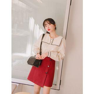 Sailor-collar Stitched Blouse