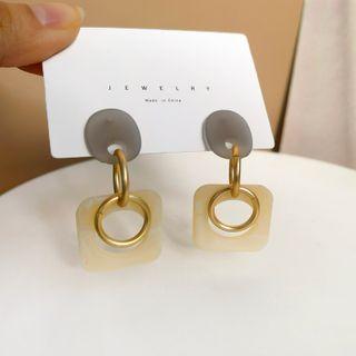 Sterling Silver Geometry Ear Stud 1 Pair - Beige - One Size