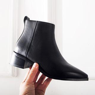 Low Heel Pointed Ankle Boots