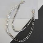 Beaded Layered Bag Chain Silver - One Size