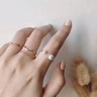 Set Of 4: Faux Pearl Ring Set - Gold - One Size