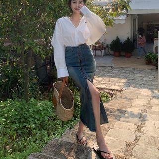 Denim Midi Skirt / Blouse