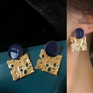 Retro Metal Earring Gold&blue - 1377a#