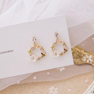 Rhinestone Floral Dangle Earring E2955 - As Shown In Figure - One Size