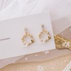 Rhinestone Floral Dangle Earring E2955 - As Shown In Figure - One Size
