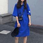 Elbow-sleeve Placket T-shirt Dress