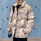 Lettering Camo Zipped Padded Coat