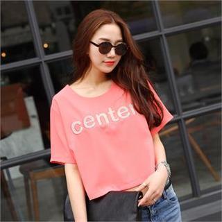 Short-sleeve Lettering Cropped Top
