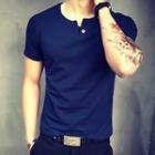 Notched-neckline T-shirt