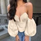 Long-sleeve Cold Shoulder V-neck Top