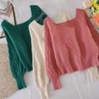 Square-neck Knit Long-sleeve Sweater