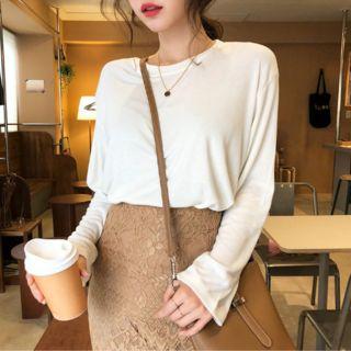 Round-neck Plain Colored Top