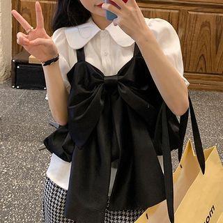 Puff-sleeve Blouse / Bow-accent Camisole Top
