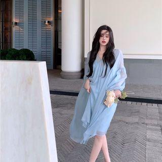 Plain Cardigan / V-neck Plain Dress