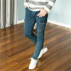 Cargo-pocket Trim Washed Skinny Jeans