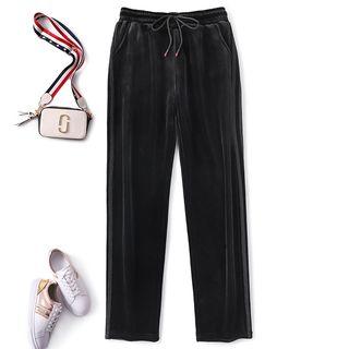 Glitter Stripe Velvet Straight-cut Pants