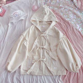 Knot Button Hood Jacket