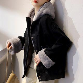 Hooded Button-up Denim Jacket