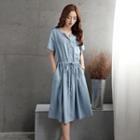 Short-sleeve Drawstring Dress
