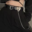 Heart Chained Faux Leather Belt Black - One Size