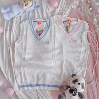 Bow Embroidered Knit Vest