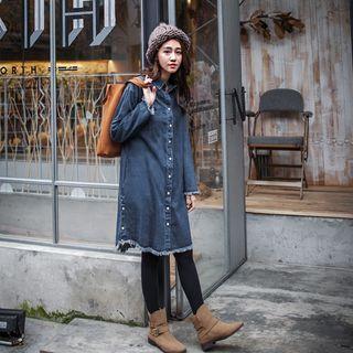 Fringed Denim Shirtdress