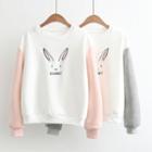 Rabbit Embroidered Two-tone Sweatshirt
