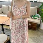 3/4-sleeve T-shirt / Spaghetti Strap Floral Dress