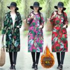 Floral Print Button Long Coat