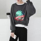 Cartoon Print Cropped Pullover Gray - One Size
