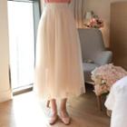 Pleated Long Tulle Skirt