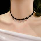 Rhinestone Heart Pendant Choker